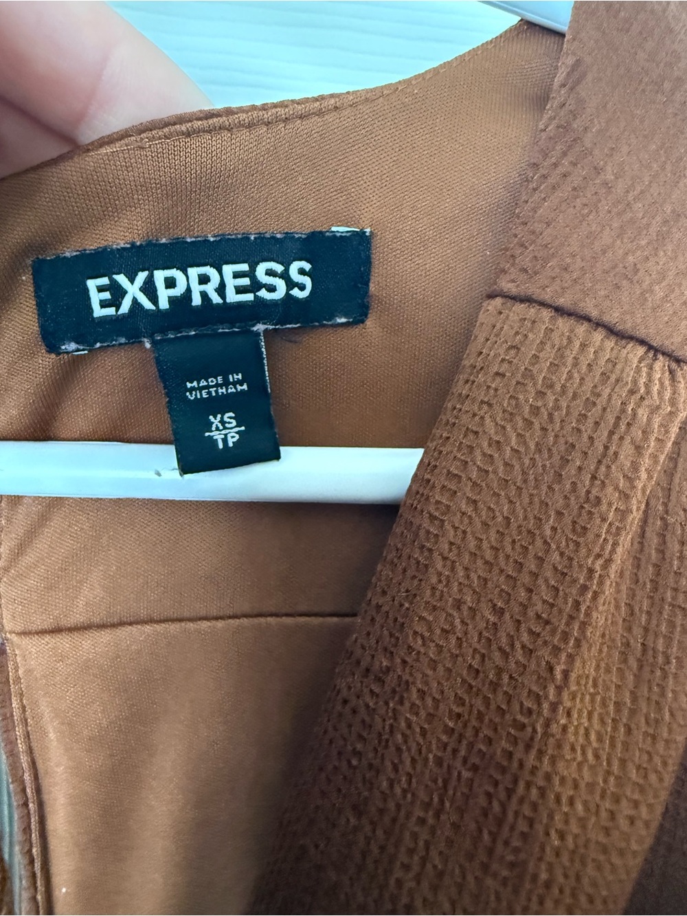 Express Rust Wrap Ruffle Mini Dress - Picture 2 of 3